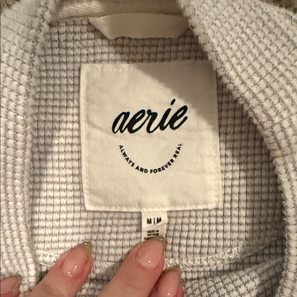 Aerie waffle Crewneck Sweater in soft gray - Picture 2 of 3